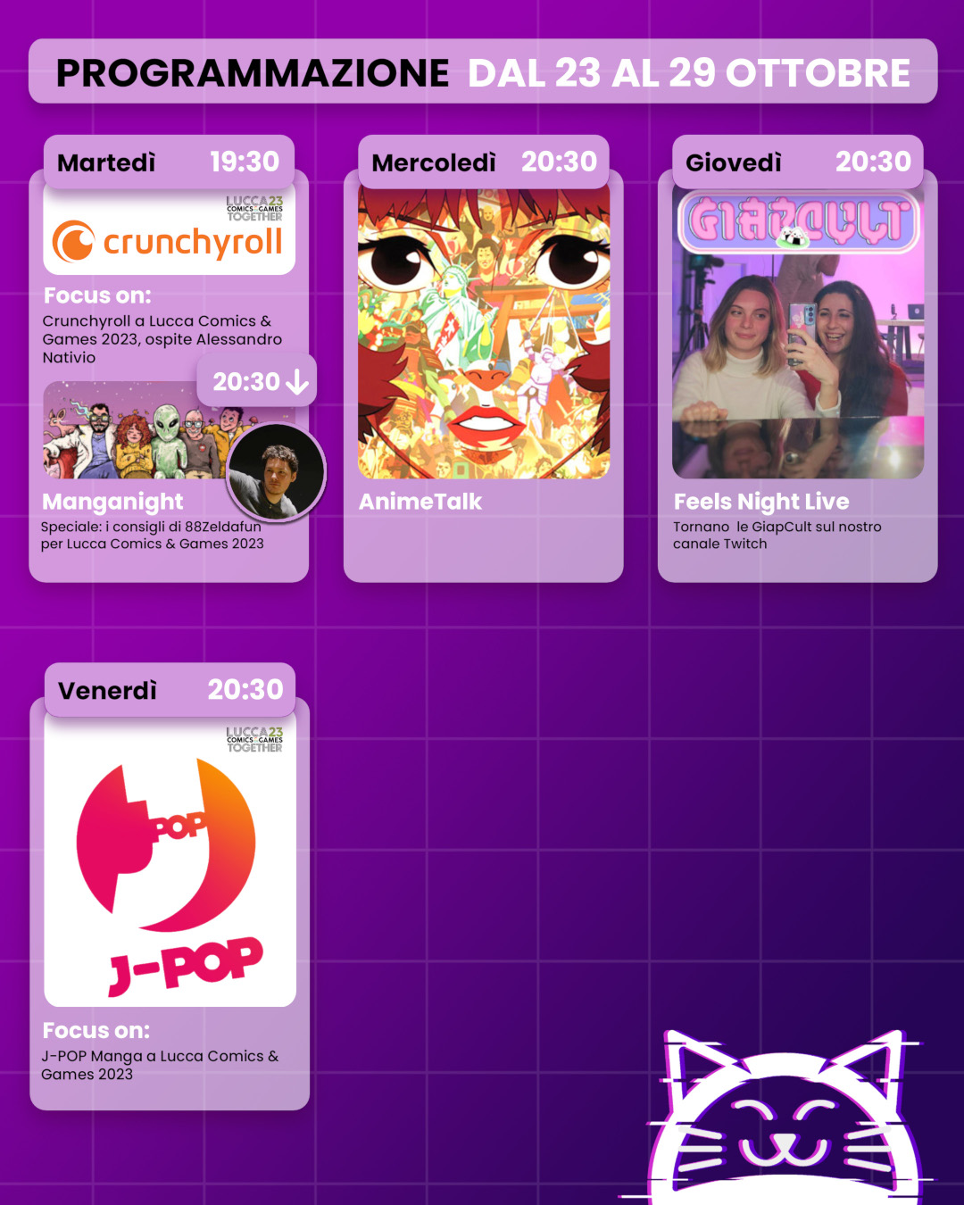 Animeclick su Twitch: programma dal 23 al 29 ottobre Animeclick su Twitch: programma dal 23 al 29 ottobre